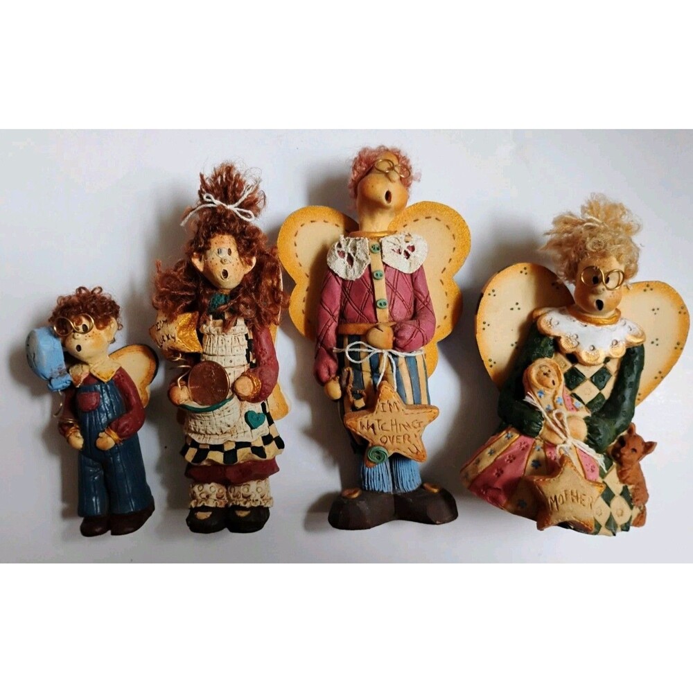 Vintage 1991 Designs by Diana Angels Lot 4 Family Figures Folk Art Authenticity
